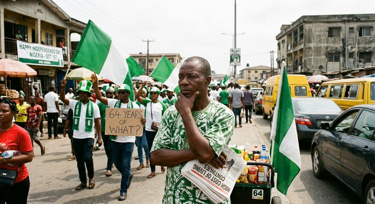 jbujor98's tweet photo. 🇳🇬 66 years of independence, but how free do Nigerians truly feel?

Independence should mean more than a flag, an anthem, and a public holiday. It should be reflected in the quality of life of the people—affordable living, security, reliable power, good healthcare, decent jobs, and a future worth believing in.

Nigeria has enormous potential, but too many citizens are still struggling with the consequences of poor governance, economic hardship, insecurity, and systems that have failed to deliver for the ordinary Nigerian.

Today, we celebrate Nigeria—but we also ask the difficult questions.

Happy Independence Day, Nigeria. 🇳🇬
May the Nigeria we dream of become the Nigeria we experience.

#IndependenceDay #NigeriaWillBeOK #October1 #TinubuMustGo #NigeriaRising