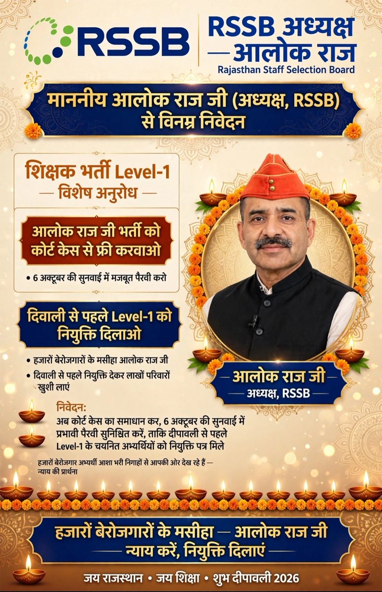 Sawai7427's tweet photo. @alokrajRSSB जी, एक बार इस बात की पुष्टि करने की कृपा करें कि क्या बोर्ड की तरफ से #3rd_ग्रेड_अध्यापक_लेवल_1 भर्ती को कोर्ट केस से बाहर करने की पहल कर दी गई है या अभी कोई पहल नहीं की है।
आपका जवाब हजारों चयनित अभ्यर्थियों के लिए राहतदायक साबित होगा। https://t.co/3nsFxixOdI