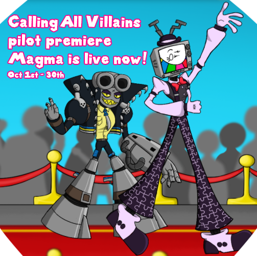 Edgy_Cupcake_'s tweet photo. Hey guys! The Calling All Villains pilot premiere Magma is LIVE NOW! Available from Oct 1st - 30th! Come join us, walk the read carpet and have a fun time!
Link to Art Jam: https://t.co/Lff0yJ8Ubr
#CallingAllVillains #CAV #Zamination #MrPuzzles #MrWPNZ #Magma https://t.co/K4eYtsawdp