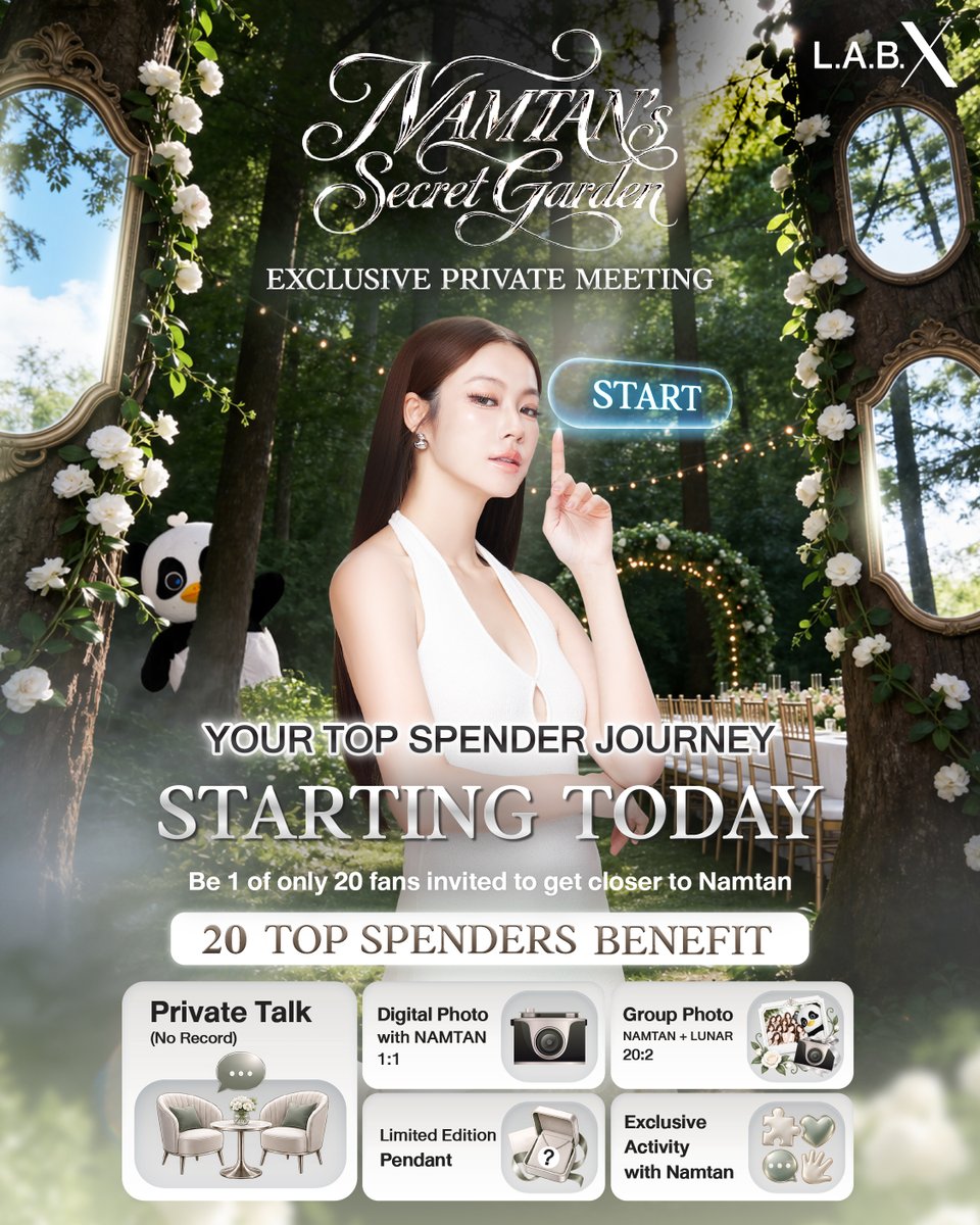 LABXClinic's tweet photo. STARTING TODAY 🌿✨

Your Top Spender journey starts now.
Collect your spending for a chance to become 1 of only 20 Top Spenders invited to get closer to Namtan Tipnaree at NAMTAN’s Secret Garden ☘️
Exclusive Private Meeting

Exclusive Benefits
✨ Private Talk with Namtan
✨ 1:1 Digital Photo
✨ Group Photo
✨ Limited-Edition Gift
✨ Special Activity with Namtan

📅 Spending Period: 1–30 October 2026
📢 Top Spenders Announcement: 5 November 2026 at 5:00 PM

🌹 Meet us in the garden on 29 November 2026.
The Secret Garden is waiting for you. 🌿

#LABXxNamtan #LABXNAMTANSECRETGARDEN #NamtanTipnaree #LABXClinic

Book your promotion & register for the Top Spender campaign 📥✨
📌 LINE: @labxclinic
or click: https://t.co/IHvv4u8OqK
📲 Call Center: 098-098-0098

LABX Clinic Locations
Open daily, 11:00 AM–8:00 PM
🚆 Near BTS / MRT
📍 Central Rama 9 | 5th Floor
📍 The Mall Ngamwongwan | 6th Floor
📍 Seacon Square Srinakarin | 3rd Floor
📍 Seacon Bangkae | 3rd Floor
📍 The Mall Lifestore Bangkapi | M Floor
📍 The Promenade | 4th Floor
📍 The Mall Bangkae | 1st Floor
📍 EmQuartier | 4th Floor
📍 Siam Square One | 6th Floor
📍 CentralWorld | 5th Floor
📍 Marché Thonglor | 4th Floor
📍 Silom Complex | 3rd Floor
📍 Central Ladprao | 5th Floor
📍 Terminal 21 Asoke | 6th Floor
📍 One Bangkok | 4th Floor
📍 Esplanade Ratchada | M Floor
🚗 Greater Bangkok
📍 Central Chaengwattana | 3rd Floor
📍 Central Westville | 1st Floor
📍 Central EastVille | 3rd Floor
📍 Mega Bangna | 1st Floor
📍 Future Park Rangsit | 1st Floor
📍 Central WestGate | 2nd Floor
📍 Central Rama 2 | 2nd Floor
📍 Central Pinklao | 3rd Floor
🌴 Upcountry Branches
📍 Central Pattaya Beach | 4th Floor
📍 Central Khon Kaen | 2nd Floor
📍 Central Udon | 3rd Floor
📍 Central Rayong | 2nd Floor
📍 Robinson Saraburi | 2nd Floor
📍 Central Chanthaburi | 1st Floor
📍 Central Ayutthaya | 1st Floor