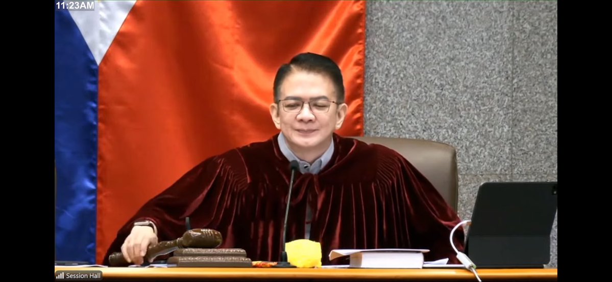 fs_abalos's tweet photo. Presiding officer and Senator Francis G. Escudero declares an early lunch recess for the 32nd day of Vice-President Sara Duterte-Carpio’s impeachment trial.

The pause will allow the Defense counsel to prepare for the cross-examinations of two witness from the Land Registration Authority. | @bworldph