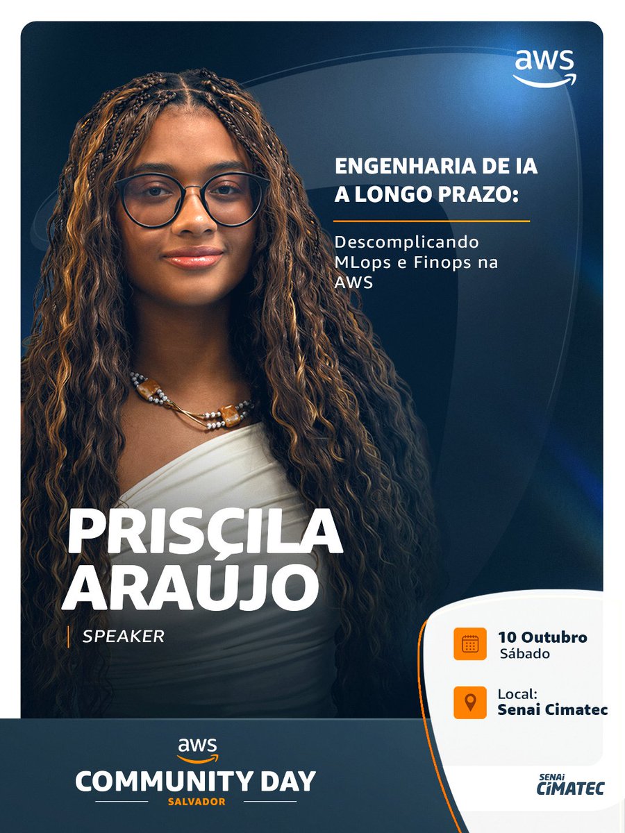 prihdevdd's tweet photo. estarei palestrando no dia 10/10 no primeiro aws community day do nordeste, falando sobre engenharia de ia a longo prazo!!! vejo vcs lá 🤩🥹 https://t.co/mbl17h4c7E