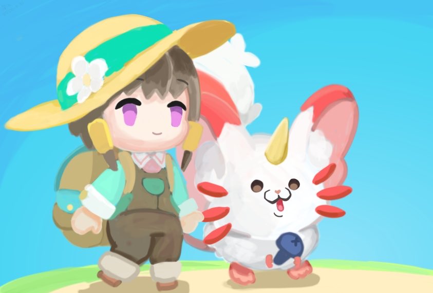 aOM7to77Rq3uep6's tweet photo. 大きなモケ
メルストの外伝アプリ　
2作目のメルモンに登場する
モンスターはご飯を食べると
サイズアップする
小さなモケでも規格外サイズになると
結構大きくて存在感がある
#メルストお絵かき https://t.co/74Catlh6lR