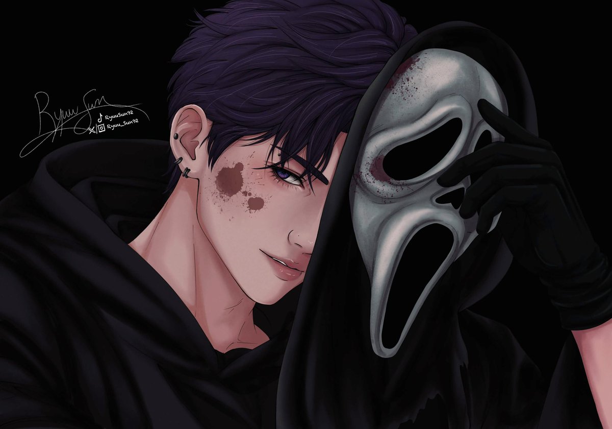 ryuu_sun92's tweet photo. It’s finally SPOOPY SEASON!!! so here’s ghost face raf lol 
#rafayel #ghostface #loveanddeepspace https://t.co/5GJ9bjSyyY