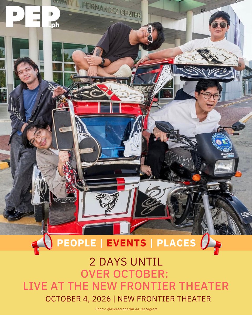 PEPalerts's tweet photo. 2 DAYS TO GO! ✨
Get ready for an emotional night as Over October brings their heart-rending music to the New Frontier Theater on October 4, 2026.
Mark your calendars and get ready to sing along with Over October! 🎸
#OverOctoberLive #PEPConcerts #PEPSocial #PEPAly https://t.co/zmLvCLC0iC