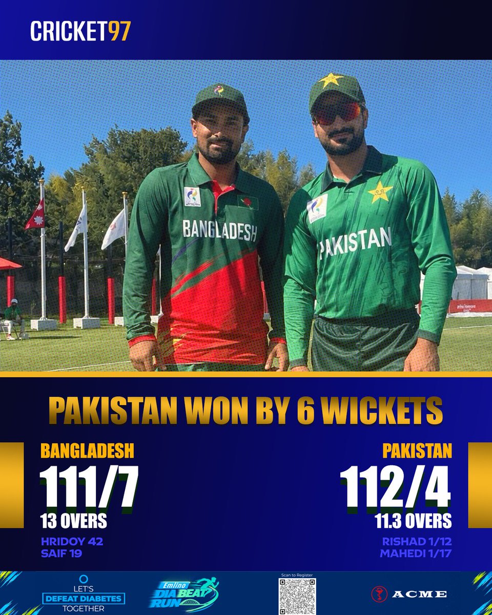 cricket97bd's tweet photo. Pakistan are through to the final. Bangladesh will have to fight for the bronze medal.

#AsianGames #BANvPAK #PAKvBAN https://t.co/LZnLGJB2vz