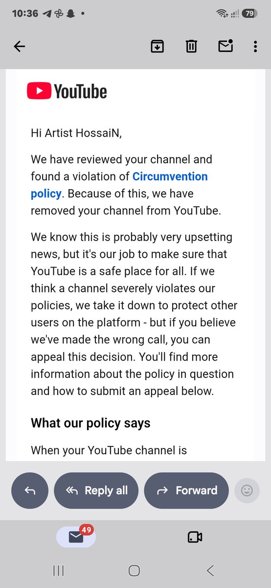 hossain536593's tweet photo. @TeamYouTube have never had a previously terminated channel. Please conduct one final human review.” https://t.co/lA6bKCci7H