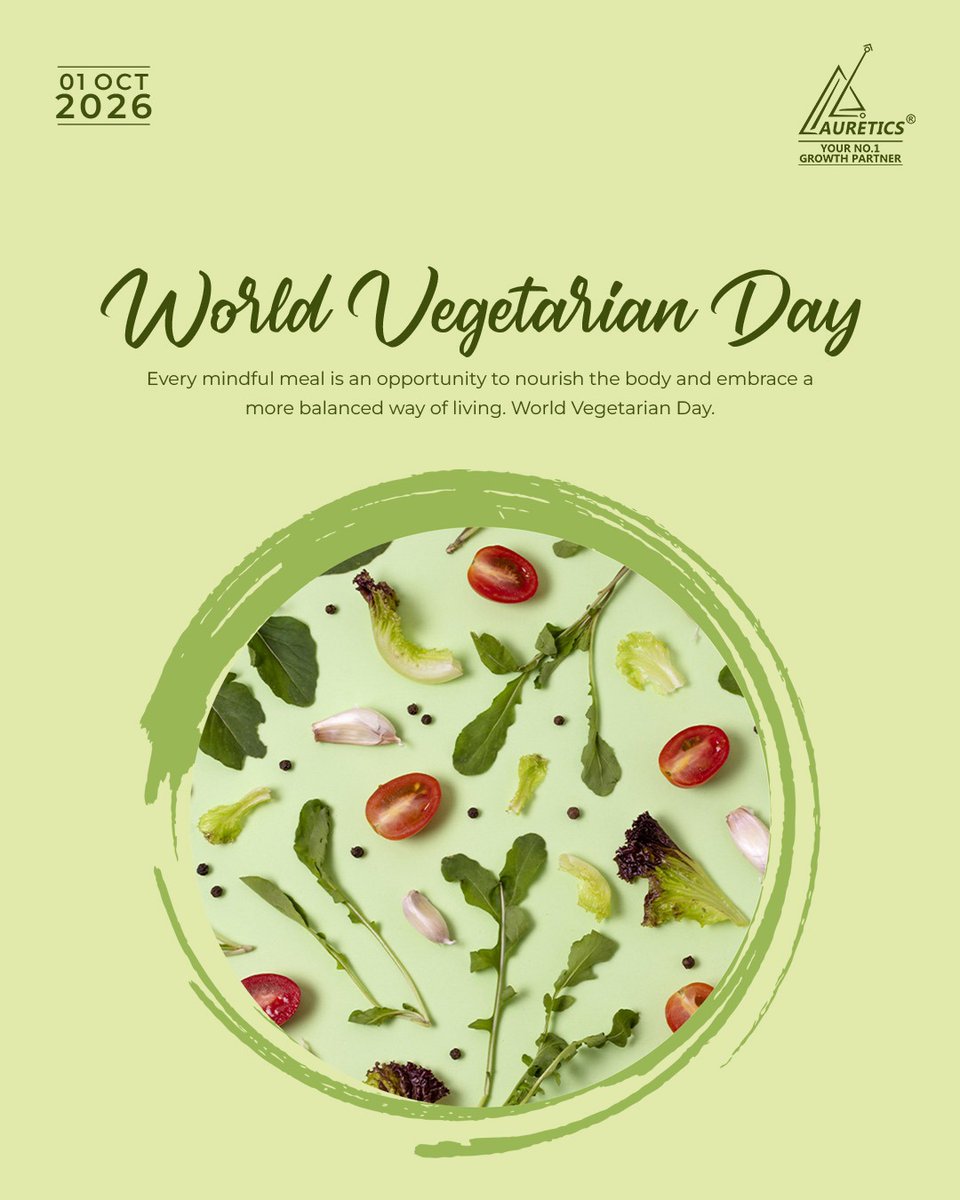 auretics's tweet photo. 🌱 World Vegetarian Day | 1 October 🌱

🥗 Healthy Choice, Happy Life! 🥗

On the occasion of World Vegetarian Day, let's celebrate the power of plant-based nutrition and a healthier lifestyle.

Every vegetarian meal is a step towards a healthier body and a greener planet. 🌍💚 https://t.co/tR1ap87l7h