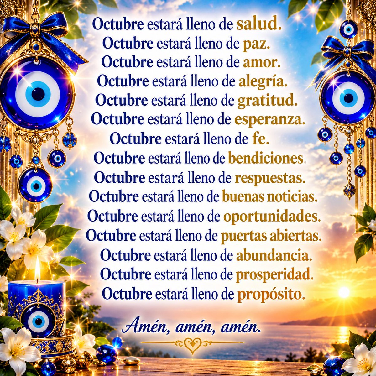 ramsesvidente7's tweet photo. 🧿✨ ¡Bienvenido, octubre!
Que este nuevo mes llegue cargado de salud, abundancia, amor, protección y puertas abiertas. 🙏💙
¡Octubre será nuestro mes! AMÉN. ✨🧿 https://t.co/3MnssARlpD