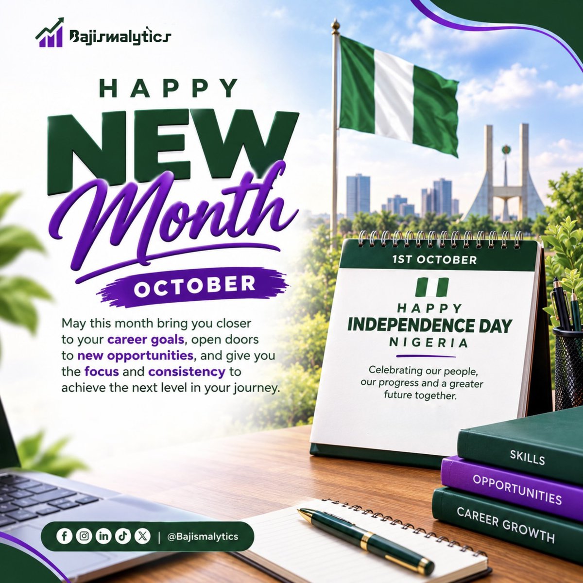 AceMaryBajisma's tweet photo. Happy new month and Independence Day from @bajismalytics✨🇳🇬

#independence #nigeria #october #bajismalytics #newmonth https://t.co/PzlizgaYjG