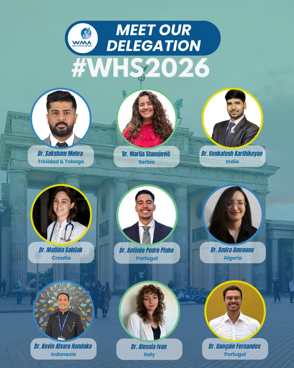WMAJDN's tweet photo. 🌍 #WHS26 | Berlin, Germany 

The JDN delegation, composed of junior doctors from 14 different countries is ready to start sharing diverse perspectives, learning from global experts, and strengthening their commitment to advancing global health and medical leadership. https://t.co/EU1aj6sOBz