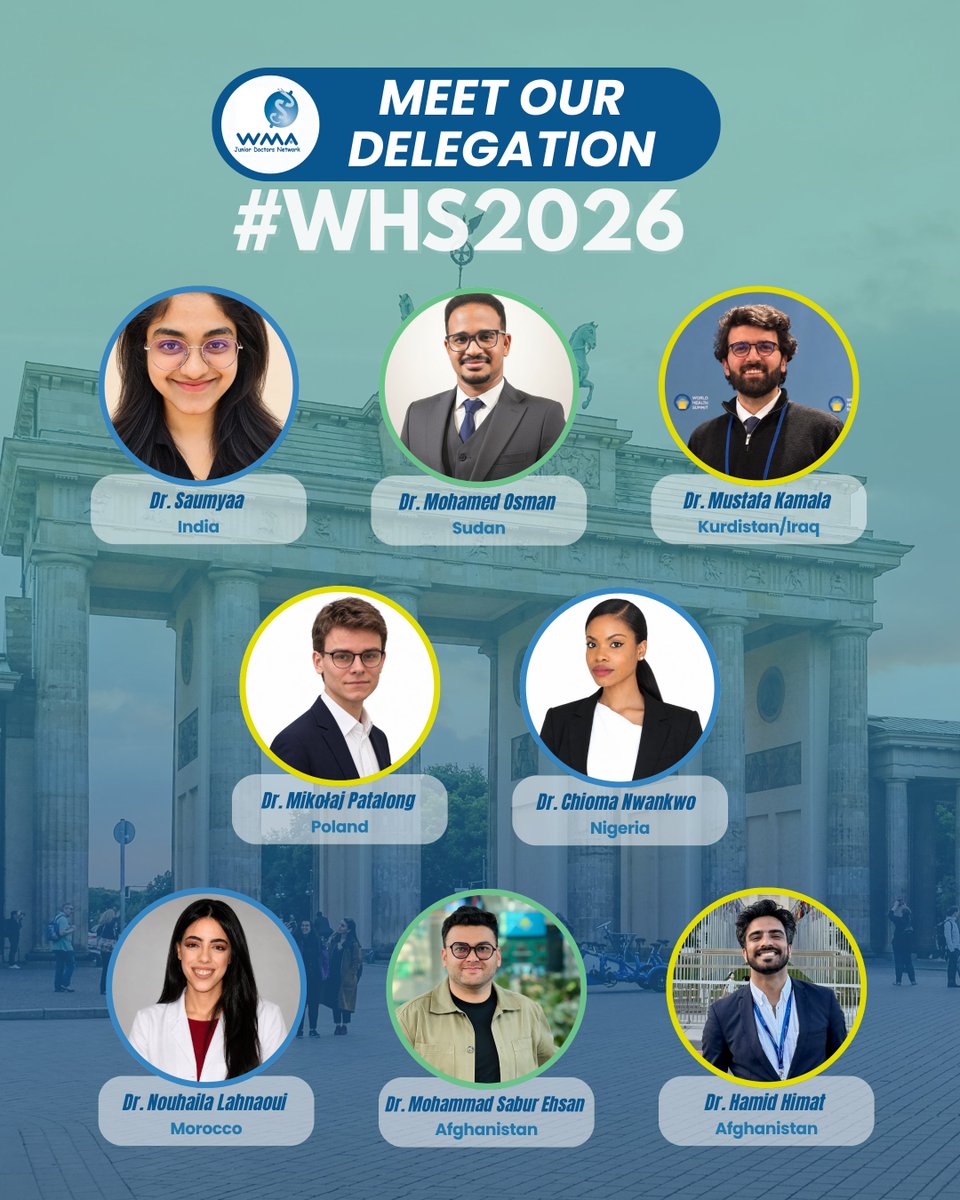 WMAJDN's tweet photo. 🌍 #WHS26 | Berlin, Germany 

The JDN delegation, composed of junior doctors from 14 different countries is ready to start sharing diverse perspectives, learning from global experts, and strengthening their commitment to advancing global health and medical leadership. https://t.co/EU1aj6sOBz