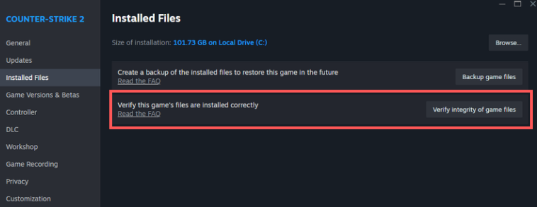 cs2newsupdates's tweet photo. Verifying the game files might work. https://t.co/G3GqXkhOeF