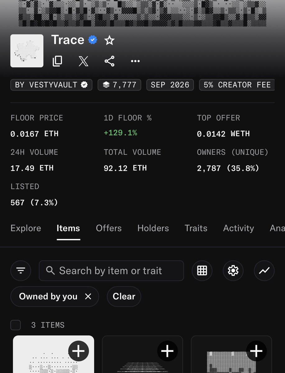 0xGeeky's tweet photo. Keep your Trace tight, join holder’s chat, @0xvesty cooking. 

5x already from mint. https://t.co/vZr0p1EBbe