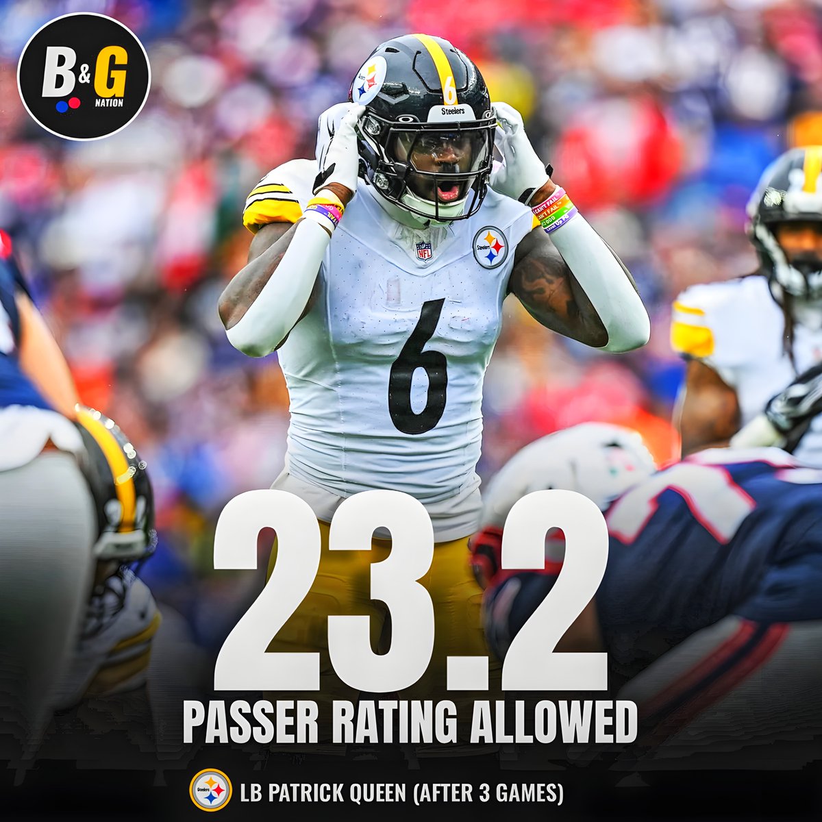 B_GNation1's tweet photo. Three games in, Steelers' Patrick Queen looks like one of the NFL’s most reliable coverage linebackers. https://t.co/ITgolYpd9G