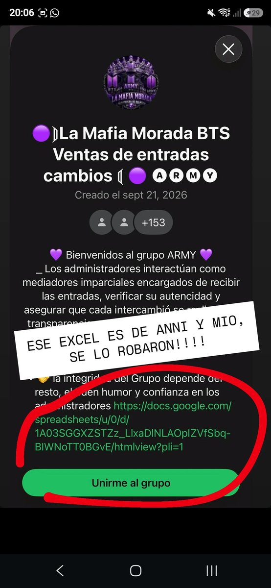 noeliusmn's tweet photo. BUENO hermanas ya estamos entrando en oct y las reventas/estafas van a estar a TOPE así que tengan cuidado 🙏🏻 estuvo circulando un grupo que ya tiene muchísimos integrantes con admins haciéndose pasar por armys (le robaron el excel de entradas a otras chicas que SI son armys) + https://t.co/exRgwnMjWl