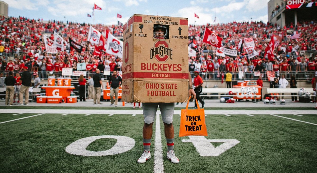 OhioState_Hater's tweet photo. Ohio State  football players going as a glory hole for trick or treat. https://t.co/yWtf8u9VpJ