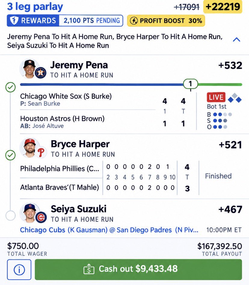 DGoatparlays's tweet photo. +22219 ODDS. $9,433 CASH OUT AVAILABLE. ✅✅ https://t.co/4ywxN5zQKB