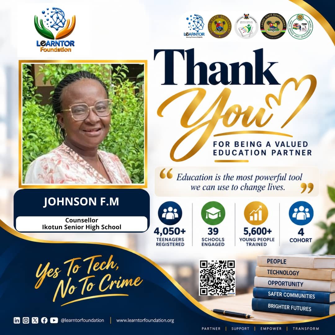 Learntorfoundan's tweet photo. 👩🏾‍🏫💙 Celebrating our amazing teachers!

Thank you Mrs Johnson F. M. for giving us the privilege to speak with your boys, share knowledge, inspire them, and plant seeds for their future.

We appreciate your trust, support, and partnership in empowering the next generation.

YES to Tech, NO to Crime! 💻🚫

#TechUpBoys #TeacherAppreciation #YouthEmpowerment