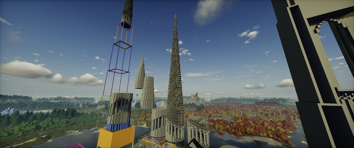 AsInLifeInDeath's tweet photo. The spire is finished. Is it called a spire? Either way the pointy end is detailed!
looks pretty good at night....

You can see behind that I also started mapping out how big this tower will be, thus giving me an idea of how big the whole cathedral will be. https://t.co/JAf0EKwqij