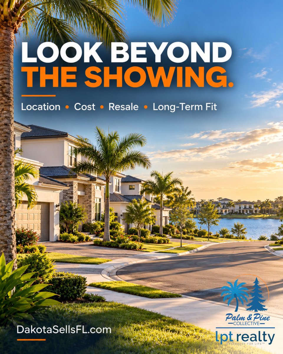 DakotaSellsFL's tweet photo. A home can look perfect and still be the wrong move.
Location, resale potential, monthly costs and long-term fit matter beyond the showing.
Buy for today. Plan for tomorrow.
https://t.co/MZe2gzK4X5
#YourNeedsAreThePOINT #PalmAndPineCollective #RealEstate #Realtor https://t.co/pZA6HkMycI