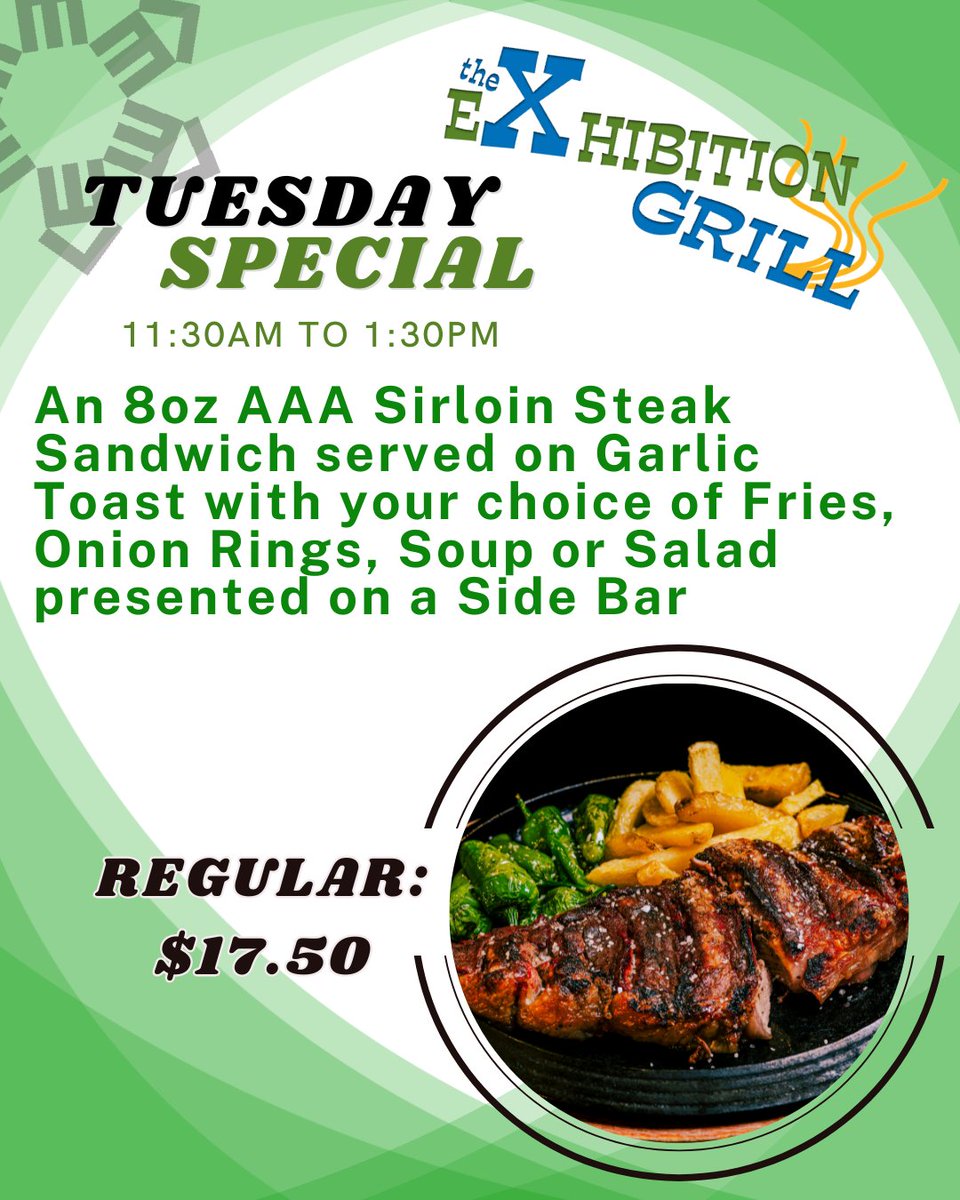 lloydexh's tweet photo. The Exhibition Grill is sizzling with these prices on steak sandwich https://t.co/uM7T19uqtH
