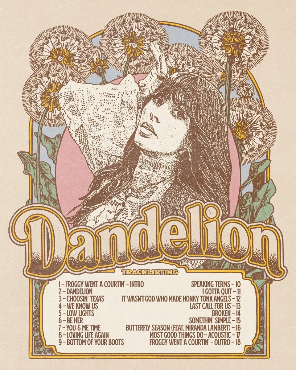 Robertoeagz's tweet photo. Dandelion Tracklist 🌼 Everything starts with a song. I’m so proud of this record &amp; thankful for each songwriter, musician, producer, &amp; team member who helped bring it to life. Available on April 10th 💛 https://t.co/1T9gHTR01V