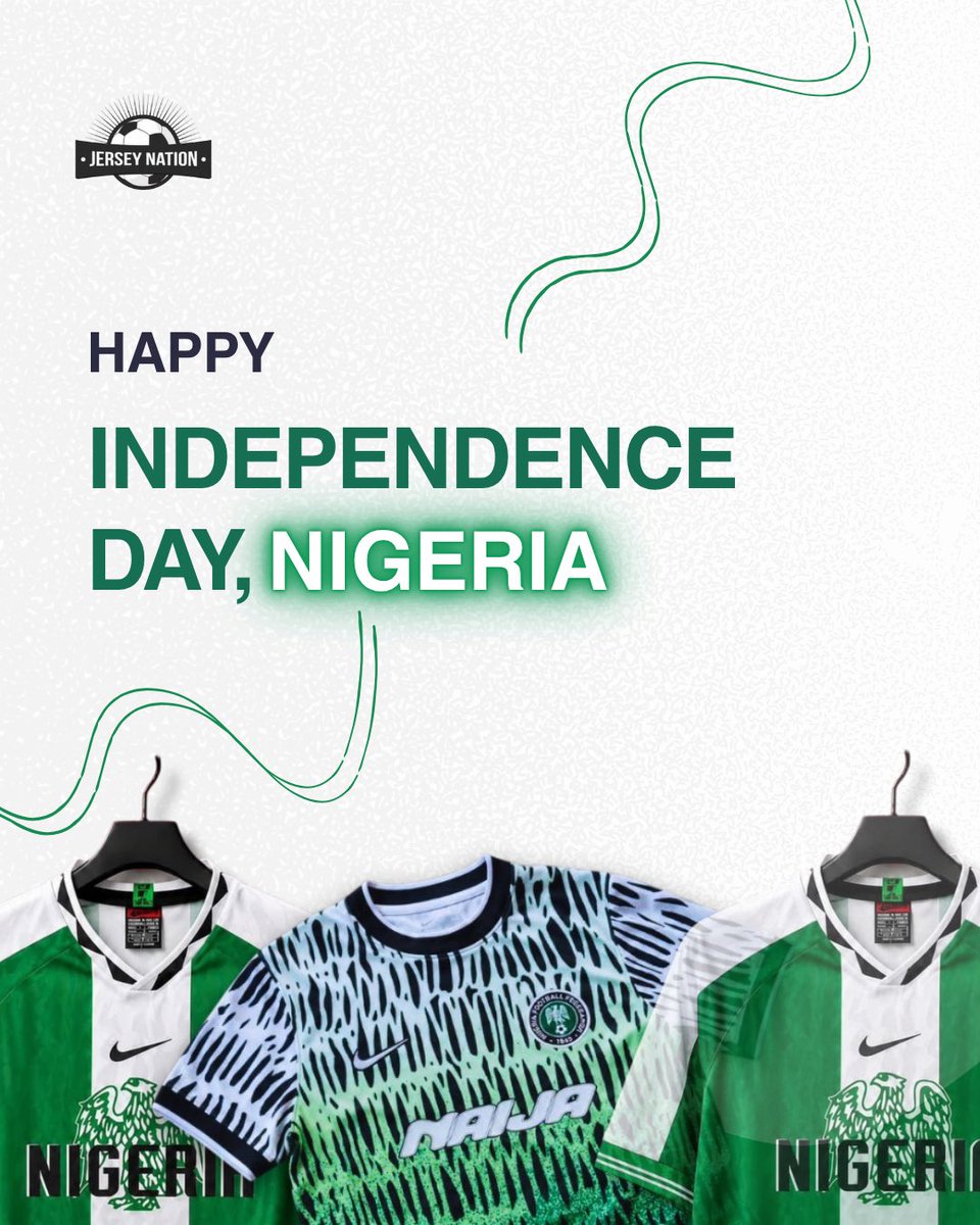jerseynation_ng's tweet photo. The energy is unmatched. The hustle is real. The kit is elite. Happy Independence Day from all of us at Jerseynation⚡🇳🇬💚

#NigeriaAt66 #NaijaJersey #RepYourRoots #October1st #FootballJersey #NaijaDrip https://t.co/8aqAFAaFYF