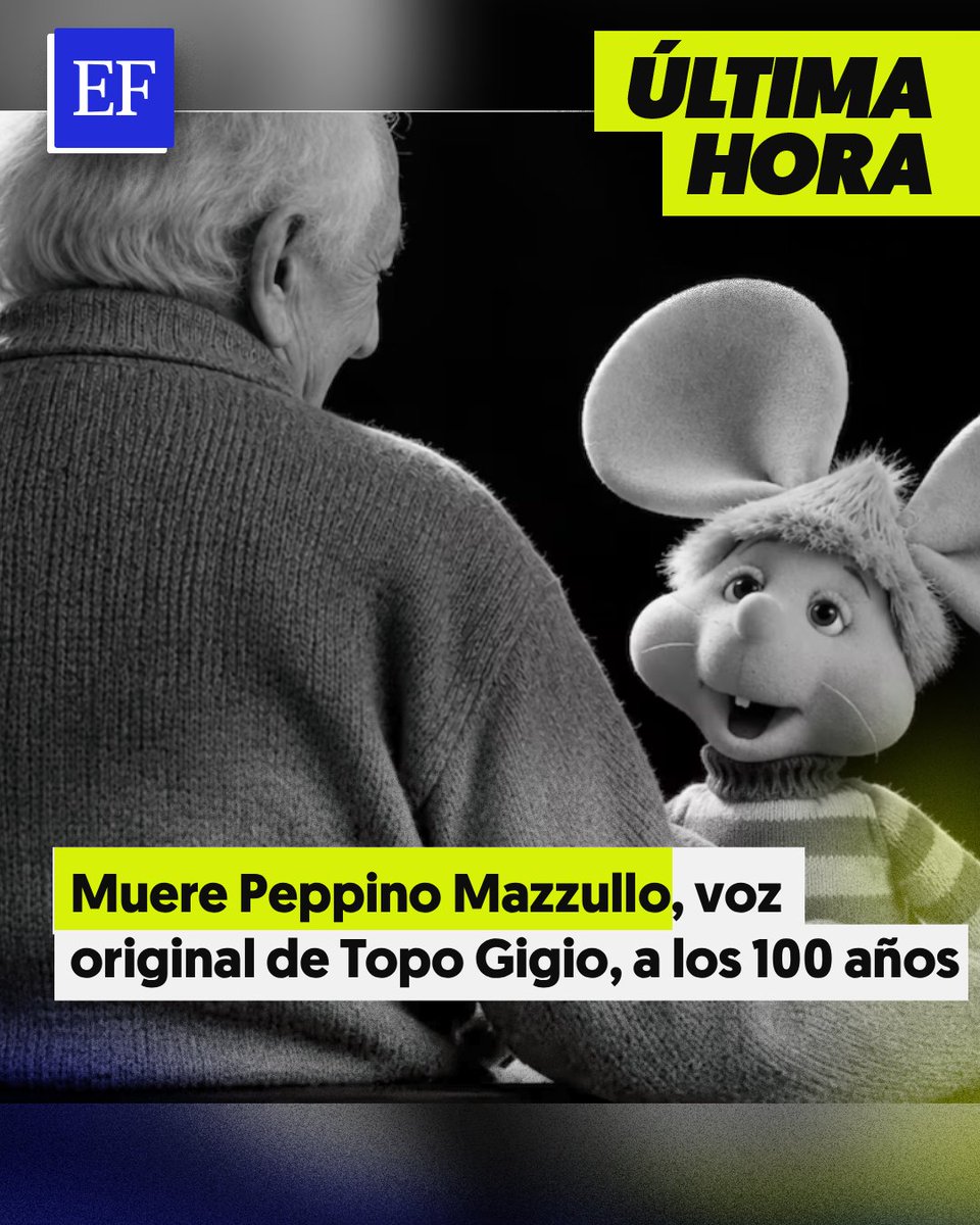 ElFinanciero_Mx's tweet photo. #ÚLTIMAHORA 🚨 Murió Peppino Mazzullo, la voz original italiana de Topo Gigio, a los 100 años. El intérprete dio vida al entrañable ratón de 1961 a 2006 y había celebrado su centenario el pasado 6 de junio, cuando interpretó al personaje por última vez ante su comunidad https://t.co/tbvtKizqEE