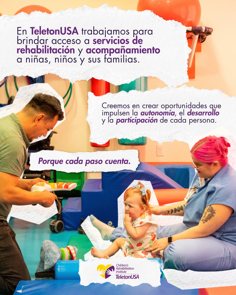 TeletonUSA's tweet photo. Conocer nuestra misión es descubrir todo lo que podemos lograr juntos. 💜

En TeletonUSA trabajamos para acercar servicios de rehabilitación y acompañamiento a niñas, niños y sus familias, creando oportunidades para seguir avanzando.

Porque cada proceso es único y cada paso cuenta. ✨

Dona en https://t.co/8azpgHSyGD  y sé parte de cada paso.

#TeletonUSA #Rehabilitación #Inclusión #JuntosHacemosMás
