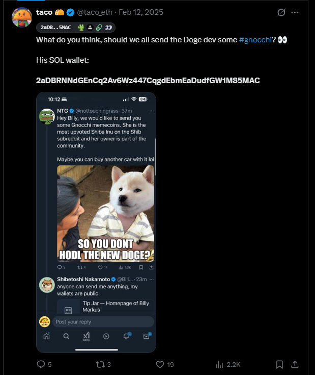 wokeupdizzy's tweet photo. solana:2dTGg7tybAVYi81qg1ETfbGXKKGA77of3d8rBjKcE4N2 
this is the most genny derivative for the inu meta

DogeCoin CEO just shilled us a perfect picture 

launched by superman, 65% of supply sent to DogeCoin CEO which he locked, and he has fees

easily 7-8 fig runner and this is the best one to be launched we literally have a picture given by him

proof he locked the fees down below