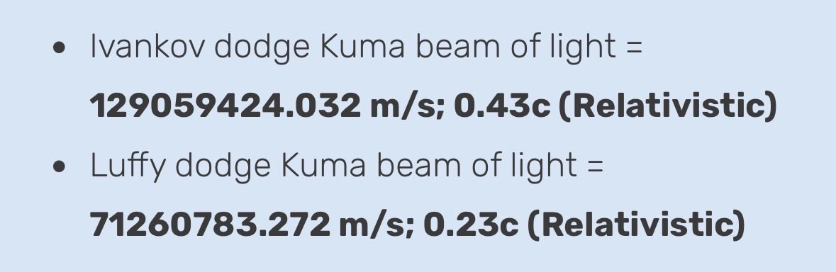 IjadeleA's tweet photo. @oshoma33 @TariqTSW20 they calced the speed feat ur showing for luffy and it was calced at sub sonic. and Naruto to be at the low end light speed. Naruto is also being held by madaras limbo clones https://t.co/xnHNJ3HTbb