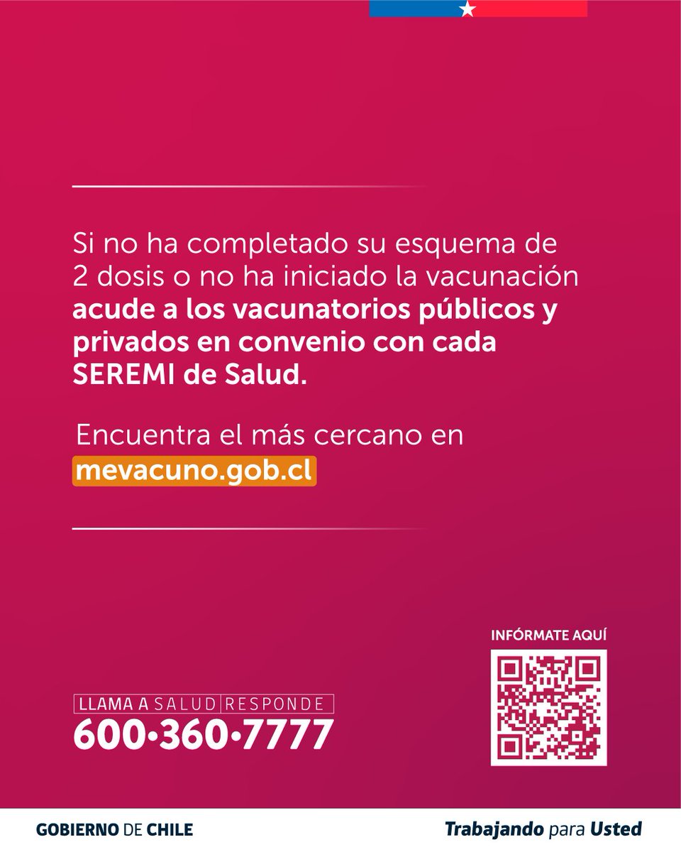 Salud_Responde's tweet photo. #ChileContraElSARAMPIÓN
💉Tu hijo/a tiene las 2 dosis de vacuna contra el Sarampión?
Se aplican a los 12 y a los 36 meses.
📆Si tienes dudas o no lo recuerdas puedes ingresar a https://t.co/1rqo4hTcfI
📞 600 360 7777
🌐 https://t.co/KaWaAta7mL https://t.co/4EcIveugTu