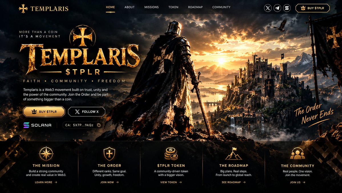 TemplarisCoin's tweet photo. THE DOCTRINE
We were never built to follow the path.
We were built to create one.
No permission.
No limits.
No masters.
Only vision.
The old world had its order.
We are building ours.
🕯️ TEMPLARIS — THE ORDER
$TPLR
#TPLR #TEMPLARIS #Solana https://t.co/JMZ97d3s4X