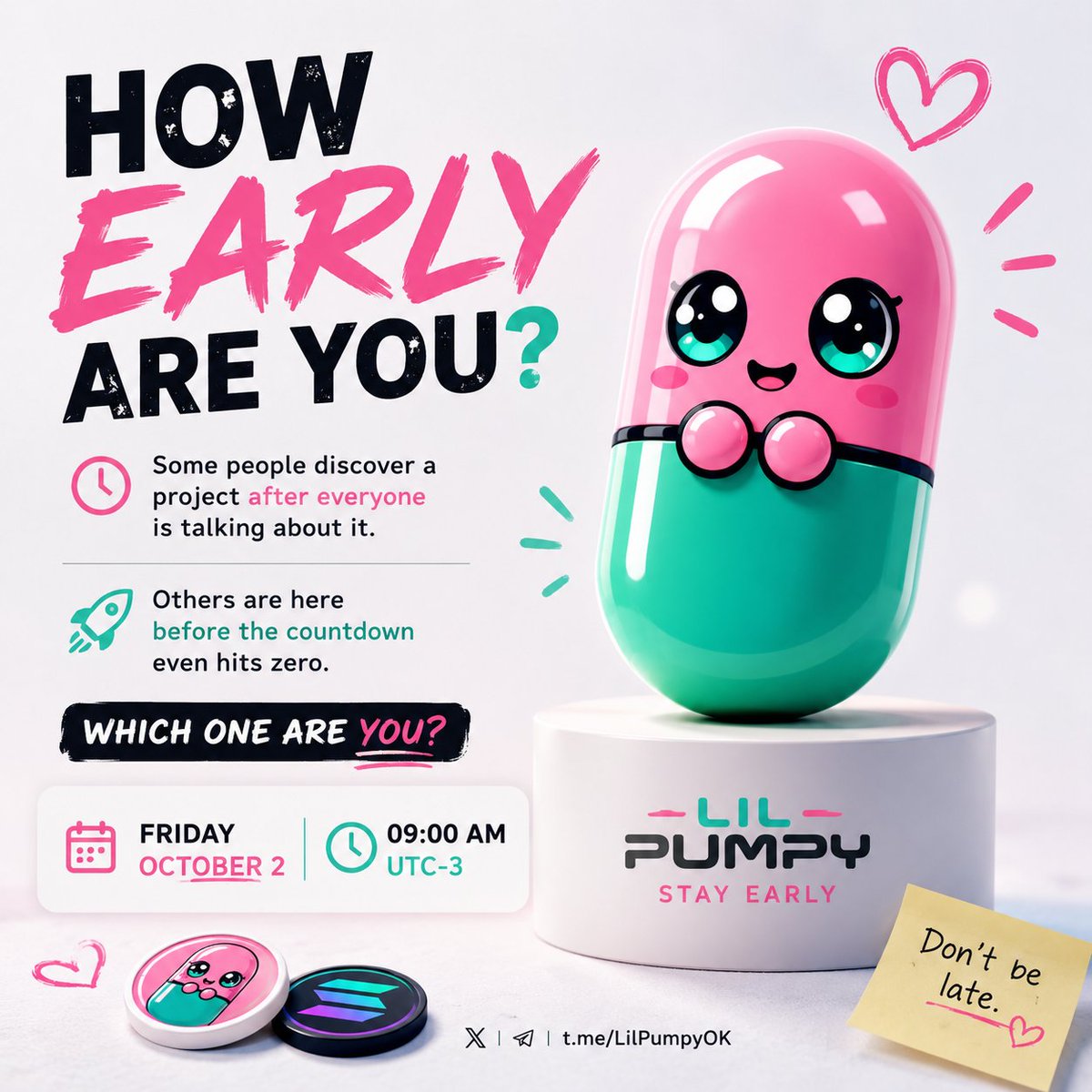 LilPumpyOk's tweet photo. How early are you? 👀

Some people discover a project after everyone is talking about it.

Others are here before the countdown even hits zero.

Which one are you?

��💚 Lil Pumpy — Friday, October 2

⏰ 09:00 AM UTC-3

https://t.co/ylr7NPKRN2

@1L1QU1D1
@offced1
@Yohanlosada_NFT
@Payki_Flipper
@JSpizzleCrypto
@FreeSpiritMikey
@wastemanagem3nt
@slaycapitalSOL
@kingcardano
@classictradez
@ghosti_phantom

@BroskiDuDu
@ilovemyfrenchie
@degentradersol
@prezthedegen
@jd13_sol
@CosmoCapy
@imloz44
@Nachosb90_2
@mzgete
@Sup3rUnc

#LilPumpy #Solana #Pumpfun