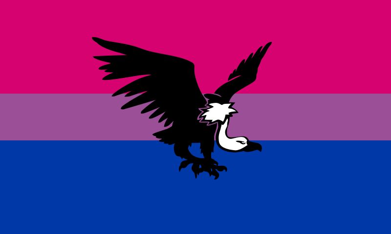 AndoArbour8's tweet photo. To wrap up Bisexual Visibility Month and Vulture Awareness Month... 

A flag for bisexuals who love vultures.

#bisexualvisibilitymonth #vultureawarenessmonth #bisexualpride #vultures https://t.co/5QtE51TNof