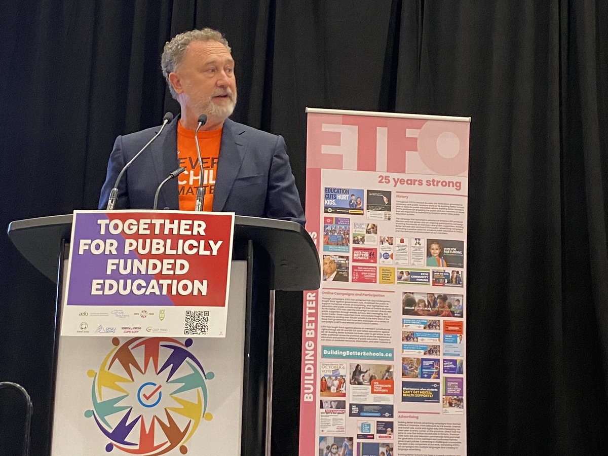 ETFOeducators's tweet photo. After welcoming 100s of members to Fall Leadership the  @ETFOpresident takes a pause to acknowledge the white supremacist violence and attack on the Jewish community in Belleville. In acknowledging the #NDTR and as we reflect and remember the children who never returned home from Residential Schools he added, “Our response as ETFO must be to redouble our commitment to equity, social justice and antiracism. There is no place for hate!”