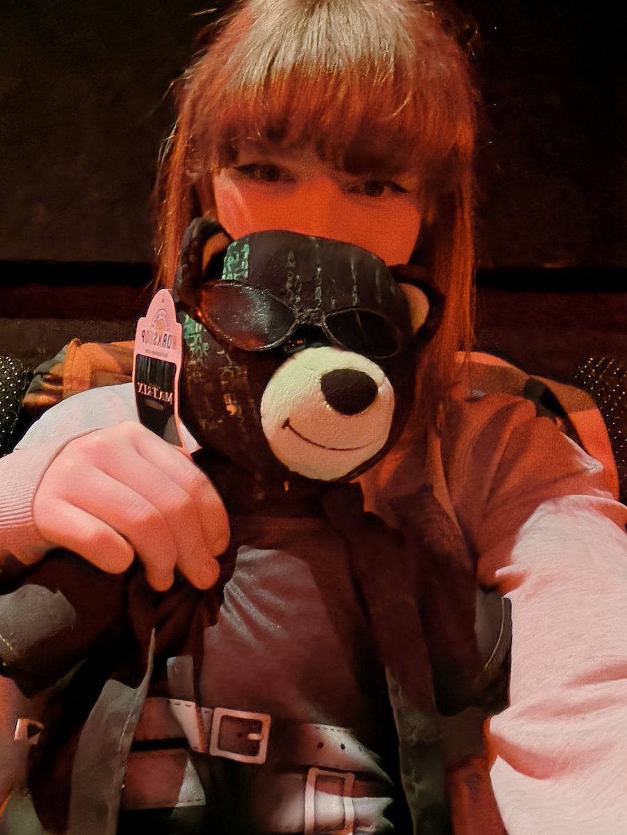 ashestoashleys's tweet photo. going to a matrix anniversary showing and the usher asks to look in my bag to make sure I'm not taking any food in only to be met with my MATRIX BUILD-A-BEAR teddy https://t.co/A9B249vGGD