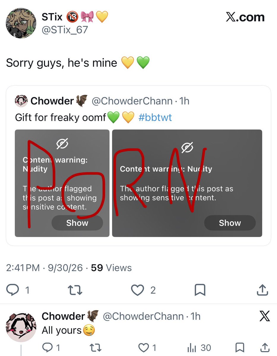callowwwwwt's tweet photo. #bbtwt At this point this is predatory behavior from Stix now.

Why are you as an adult encouraging somebody who is claiming to be 15 to draw porn?

Especially porn of your self inserts. https://t.co/YUQd1gICZx
