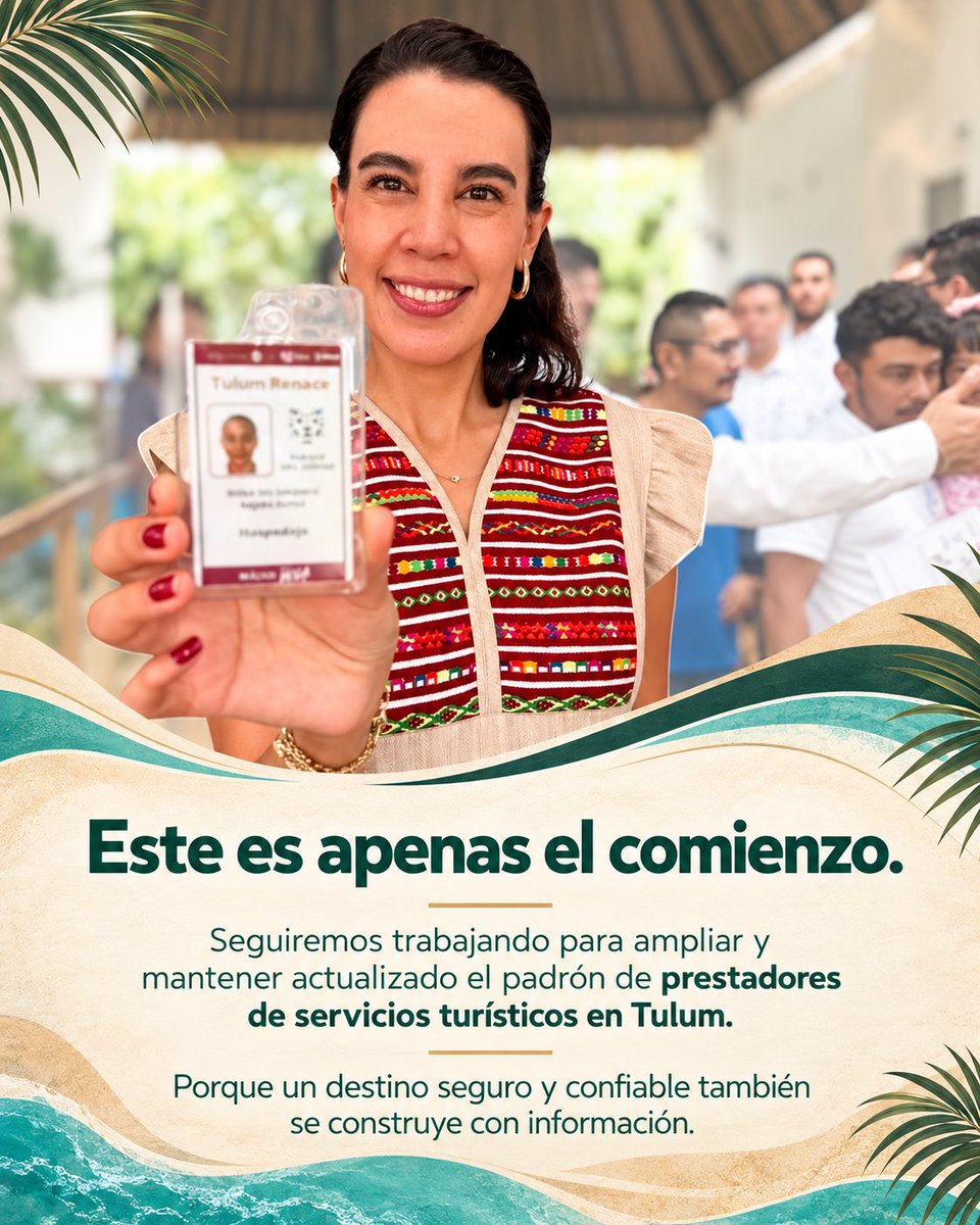 josefinarodzam's tweet photo. Con la entrega de 195 credenciales fortalecemos la estrategia Tulum Renace. 🌿

Junto a la gobernadora @MaraLezama, entregamos credenciales a prestadoras y prestadores de servicios turísticos del Parque del Jaguar. 🐆 

A través del código QR, las y los visitantes podrán identificar de forma rápida y sencilla a quienes están autorizados para brindar estos servicios. ✨