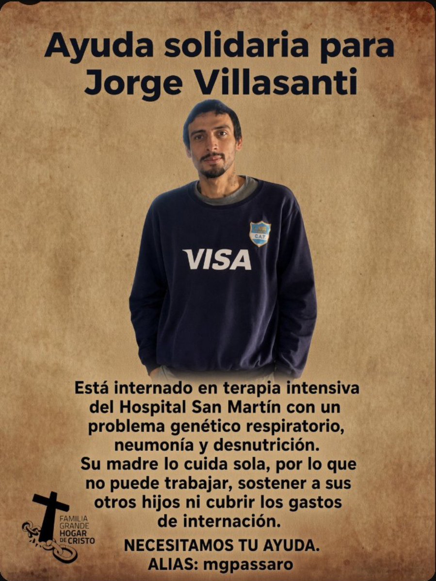 encarta_98's tweet photo. VOLVEMOS A PEDIR POR JORGE 

La situación es CRÍTICA. 50 días en intensiva y a la espera de una ambulancia equipada que lo lleve a Cañuelas para una tomografía. Hay daños irreversibles por la desnutrición.

La familia necesita una mano.

ALIAS mgpassaro (Matías Gustavo Passaro) https://t.co/0CsK5Uhsbw