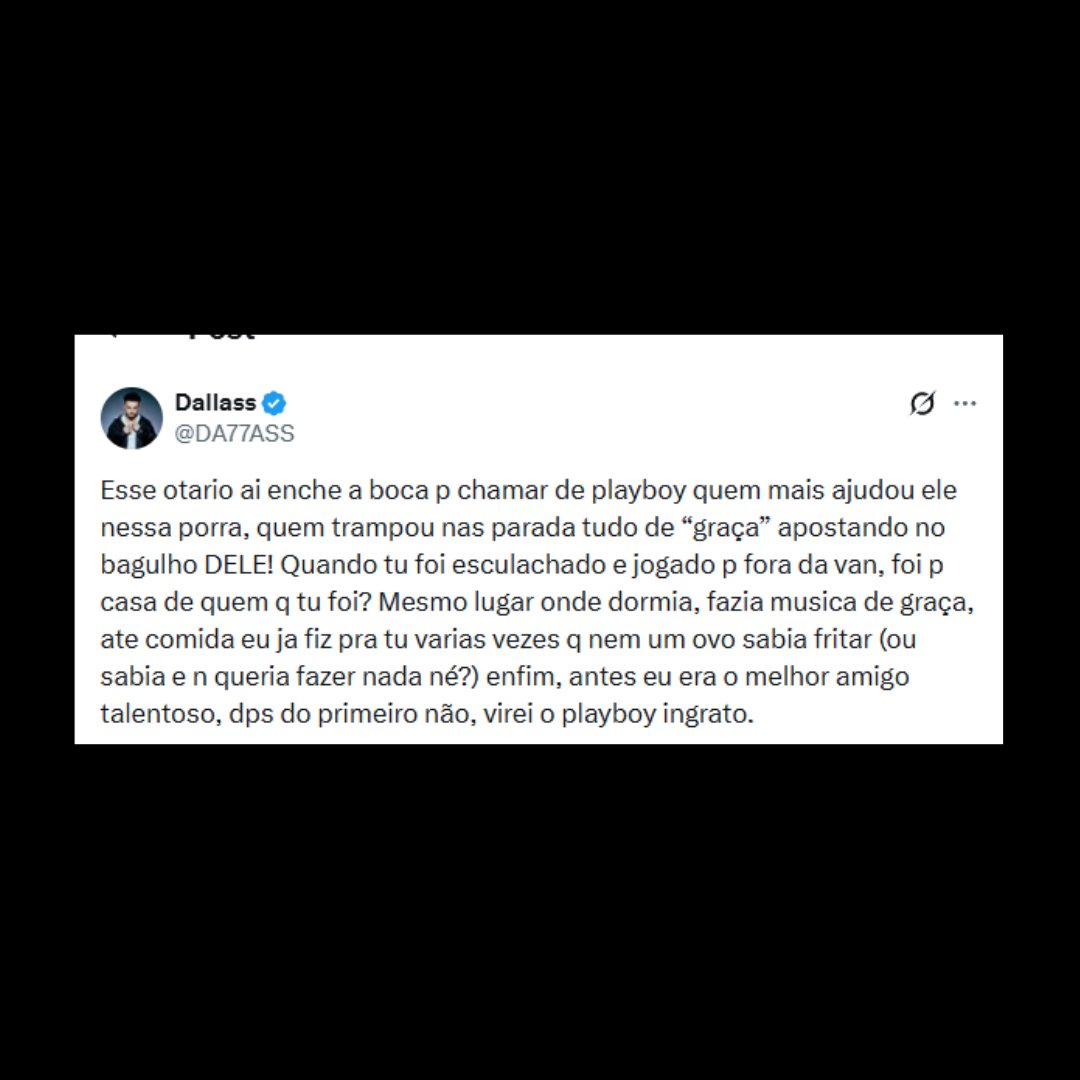 RapMais's tweet photo. 👀 ANEZZI E DALLASS TROCAM FARPAS EM MEIO A RUMORES SOBRE BASTIDORES DA NADAMAL

Após Anezzi falar sobre “muita sujeira nos bastidores” e citar um “playboy” sem revelar nomes, Dallass respondeu publicamente e afirmou ter ajudado o rapper diversas vezes antes da relação entre os dois mudar.