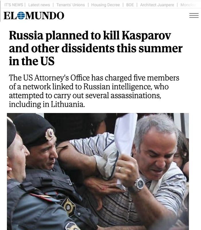 HillelNeuer's tweet photo. El Mundo: Russia planned to kill dissident Garry Kasparov this summer in the US.
I stand with Garry Kasparov, recipient of our Morris B. Abram Human Rights Award, in his brave fight to rally the free world against Putin’s murderous dictatorship, especially by supporting Ukraine.