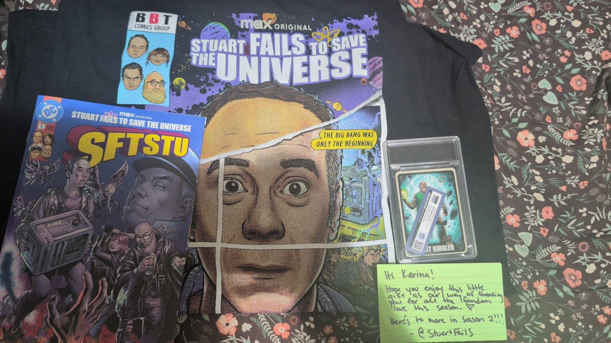 ohmygodamiokay's tweet photo. Thank you so much @StuartFails for the goodies! This is truly one of my favorite shows ever, so this is so cool &amp; insane!! So excited for season 2!! Go stream Stuart Fails To Save The Universe now on HBO Max!! https://t.co/K002L6UdLQ