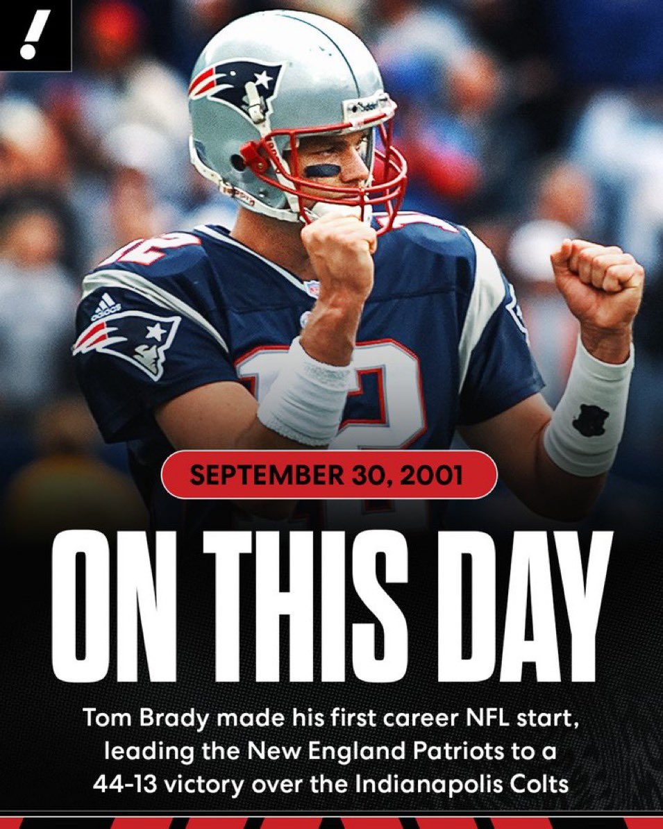 thisexactday's tweet photo. 25 years ago today Tom Brady made his first career start. https://t.co/4xUf1zNaUF