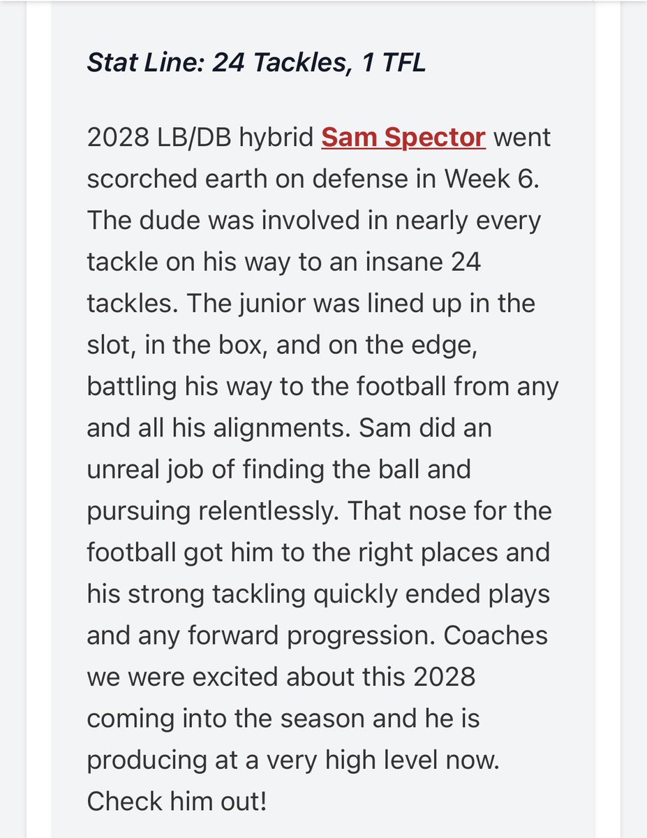 sam_spector2's tweet photo. Thank you @MJ_NFLDraft and @PrepRedzoneWI for the write up! https://t.co/bPEP3aWHaC
