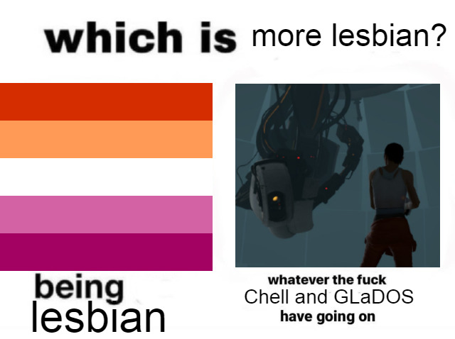 Sal_Predebut's tweet photo. portal series lesbian yuri gay meme https://t.co/x24QecNtrt
