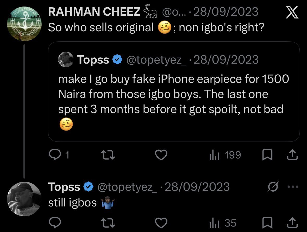 Theelectri72609's tweet photo. Na him still talk all these things about igbos. Omo all these tribalisimo wey una dey play on twitter ehn. The igbos doing it, yorubas, rivers, Hausa, tapa, calabar I, itshekiri people we are all one. Please make Una dey stop am one by one. 

It’s a tilt towards a dangerous edge https://t.co/UNqkKLIW1A