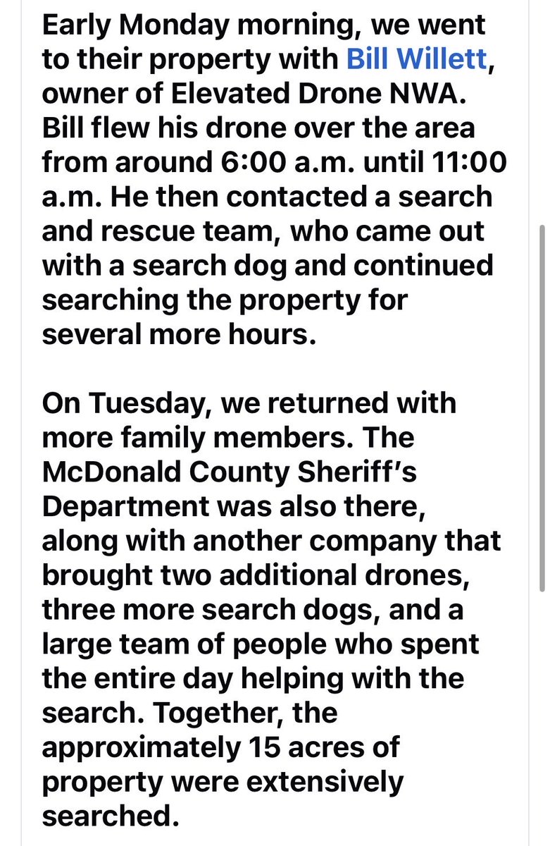 LibbiXReports's tweet photo. ‼️#Lindeman Update: Leo’s niece LaShawnda Lindeman posted an update on the search.
Unfortunately, they did an extensive search of the entire 15 acre property, with dogs, drones, officers, family and did not find Leo, Katherine or Itty Bitty.
They also did not find any evidence of anything pertaining to what could have happened to them.
#Missouri #MissingPersons