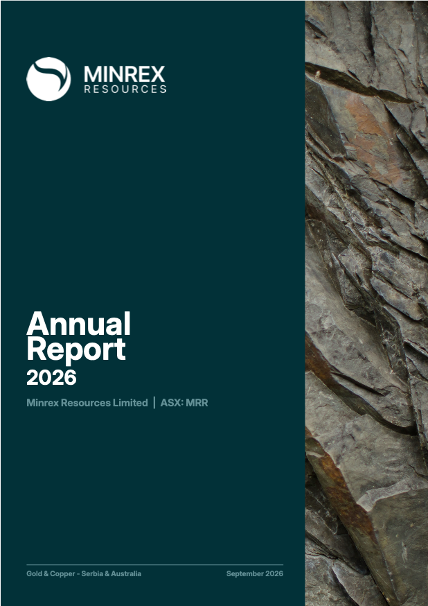 NorthstoneRes's tweet photo. .@MinrexResources has released its 2026 Annual Report, reflecting a transformational year that saw the Company reposition as a gold, silver &amp; copper explorer and developer focused primarily on Serbia’s highly prospective Tethyan Belt

Read here: https://t.co/A6WjQYVy0w

#ASX #MRR https://t.co/JUc3s9SY3b